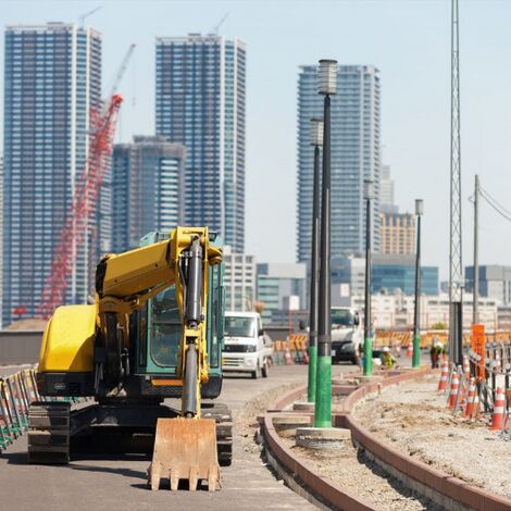 新規の道路工事建設現場